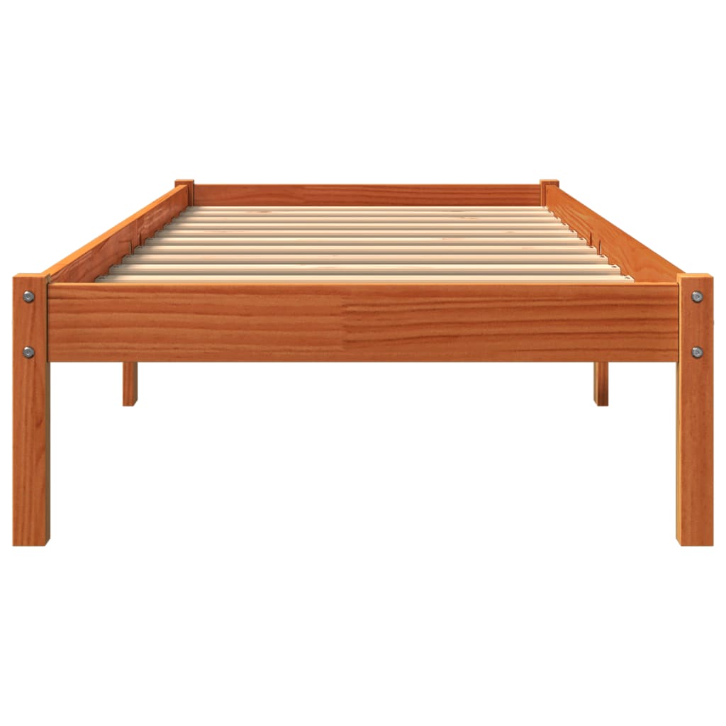 Cama sem colchão 90x190 cm madeira de pinho maciça castanho-mel