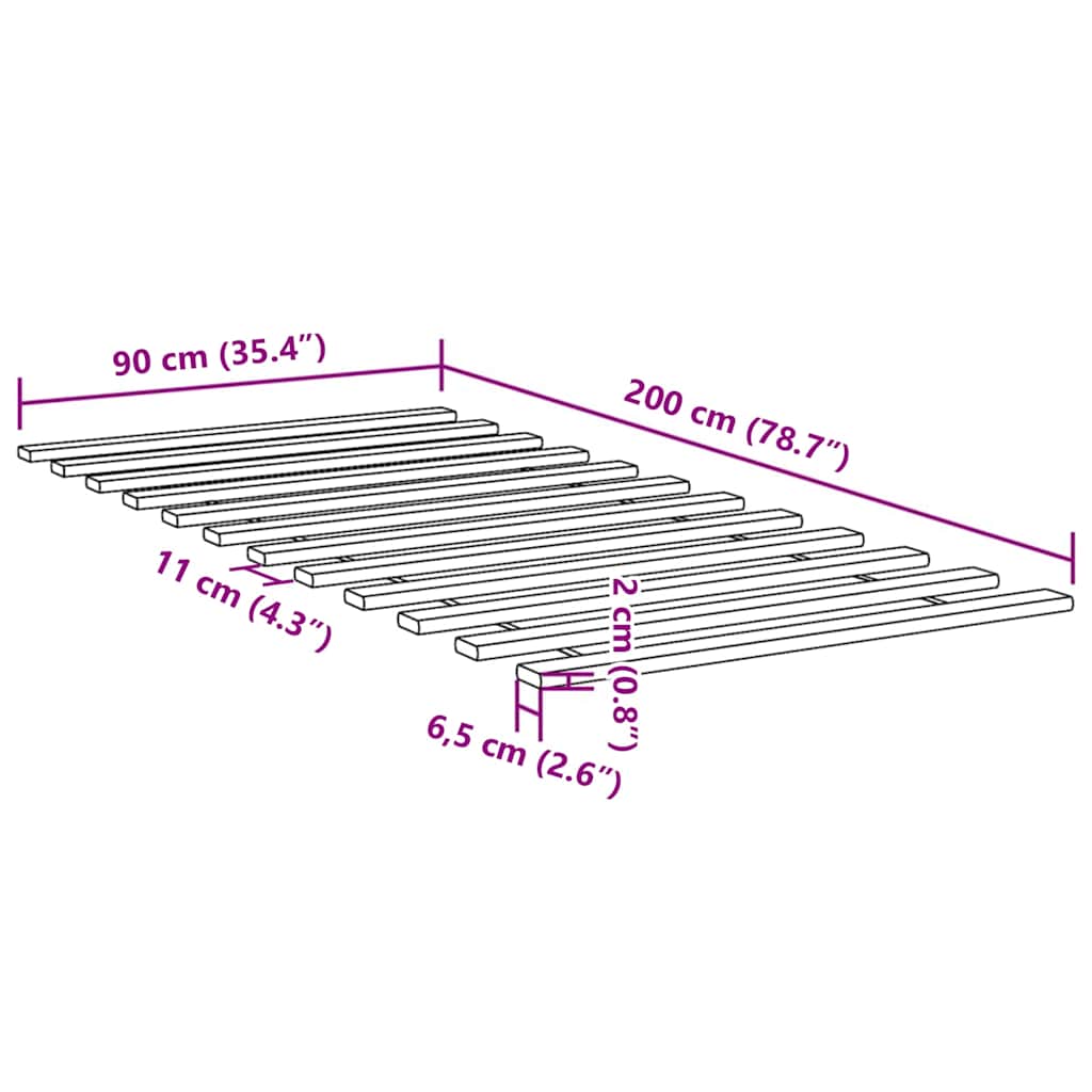 Ripas para estrado de cama 90x200 cm madeira de pinho maciça