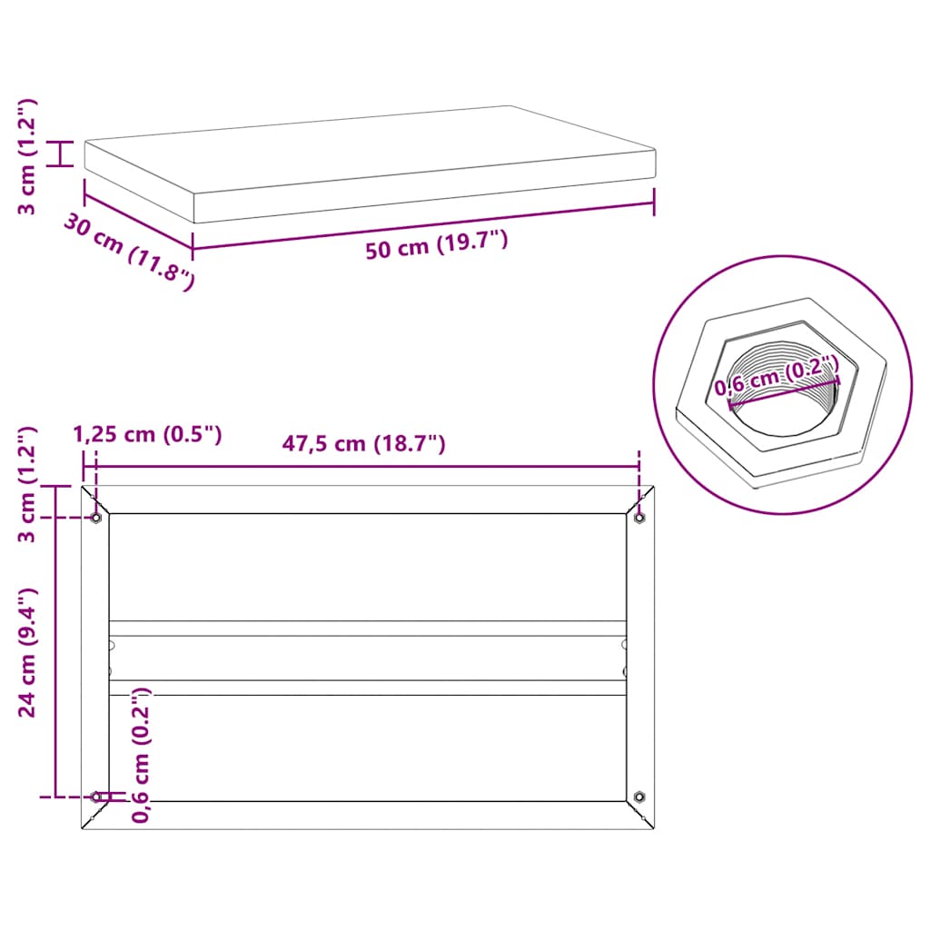 Prateleiras de parede 2 pcs 50x30x3 cm aço inoxidável prateado