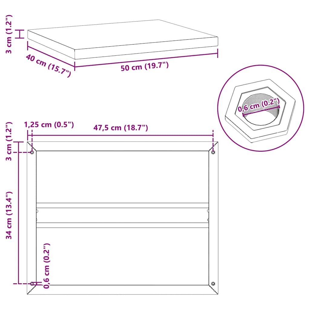 Prateleiras de parede 2 pcs 50x40x3 cm aço inoxidável prateado