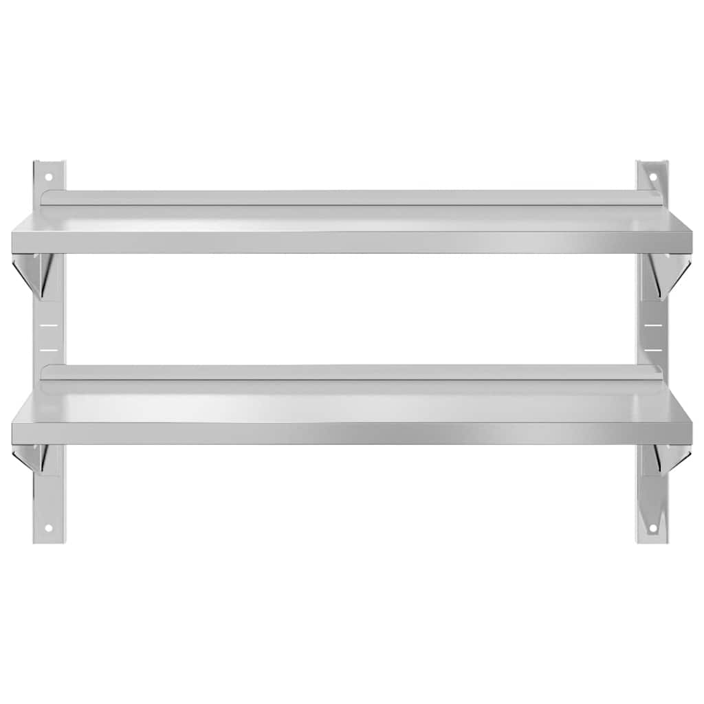 Estante parede 2 prateleiras 100x30x60 cm aço inoxidável prata