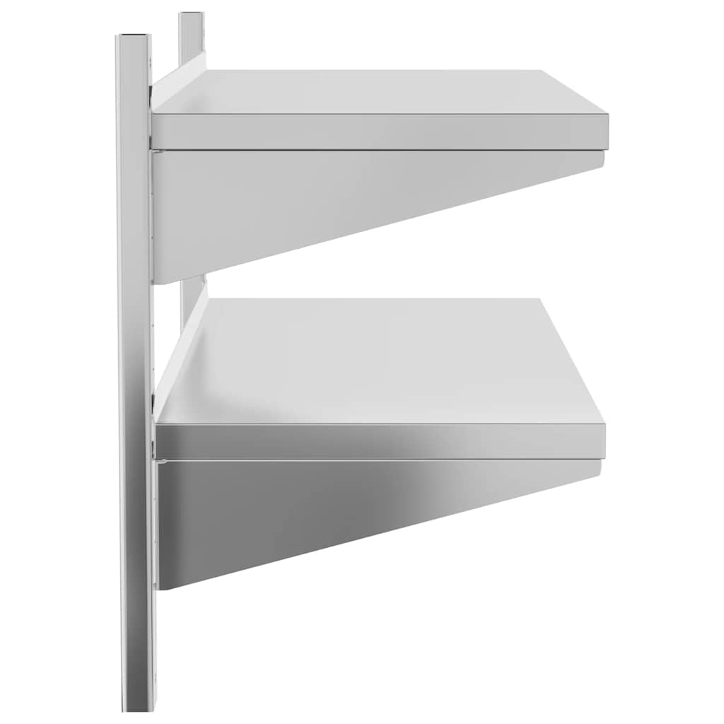 Estante parede 2 prateleiras 100x30x60 cm aço inoxidável prata