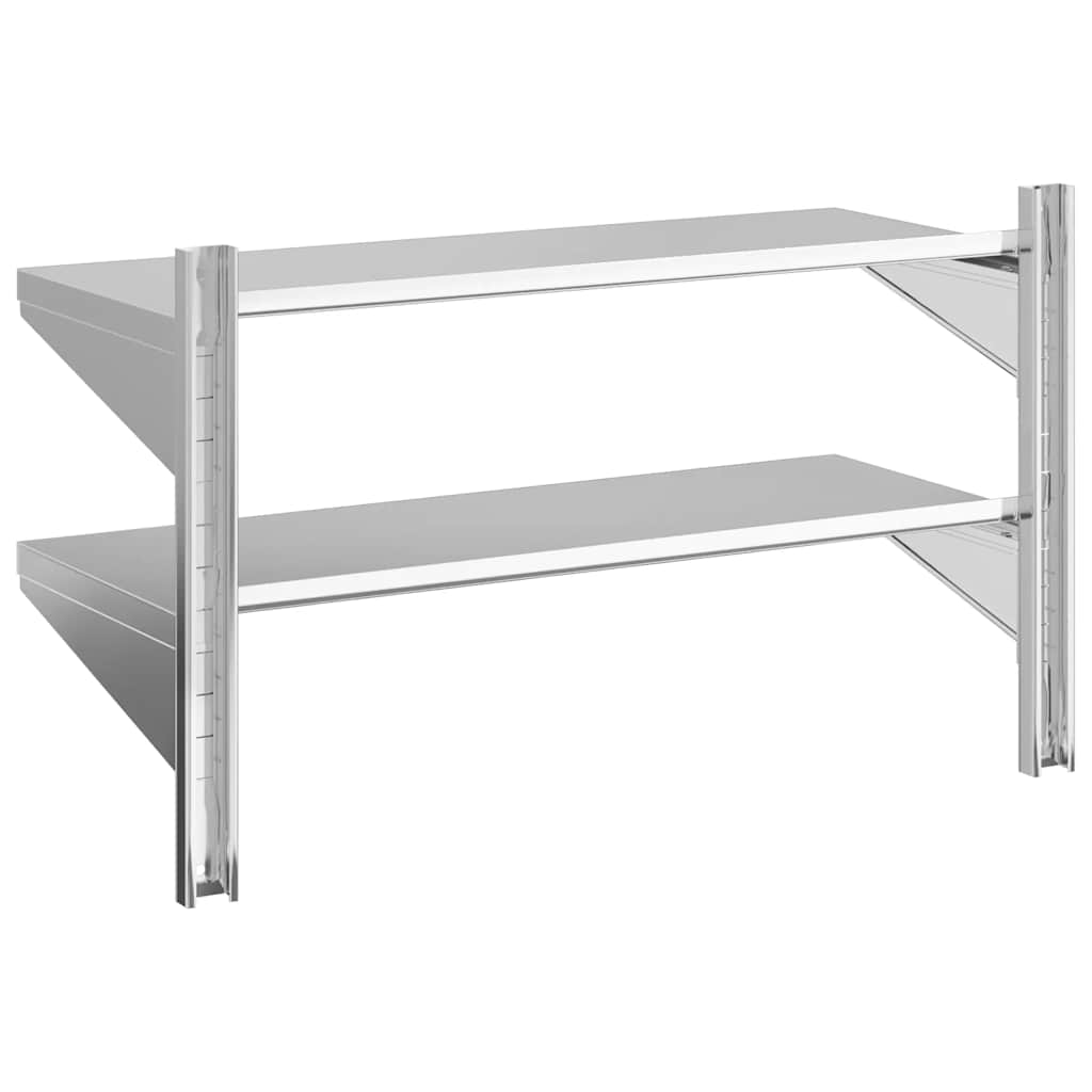 Estante parede 2 prateleiras 100x30x60 cm aço inoxidável prata