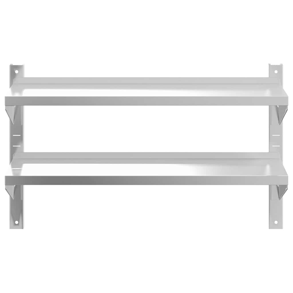 Estante parede 2 prateleiras 100x30x60 cm aço inoxidável prata