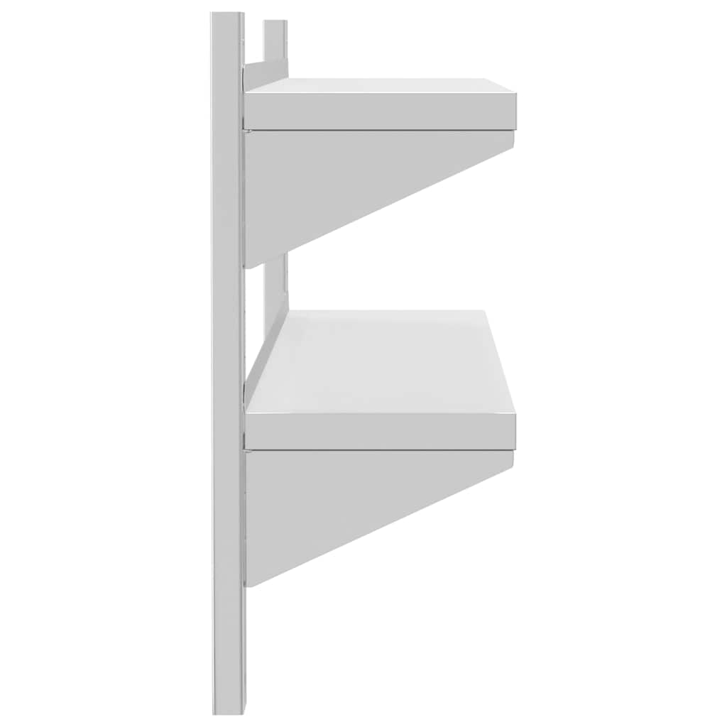 Estante parede 2 prateleiras 100x30x60 cm aço inoxidável prata