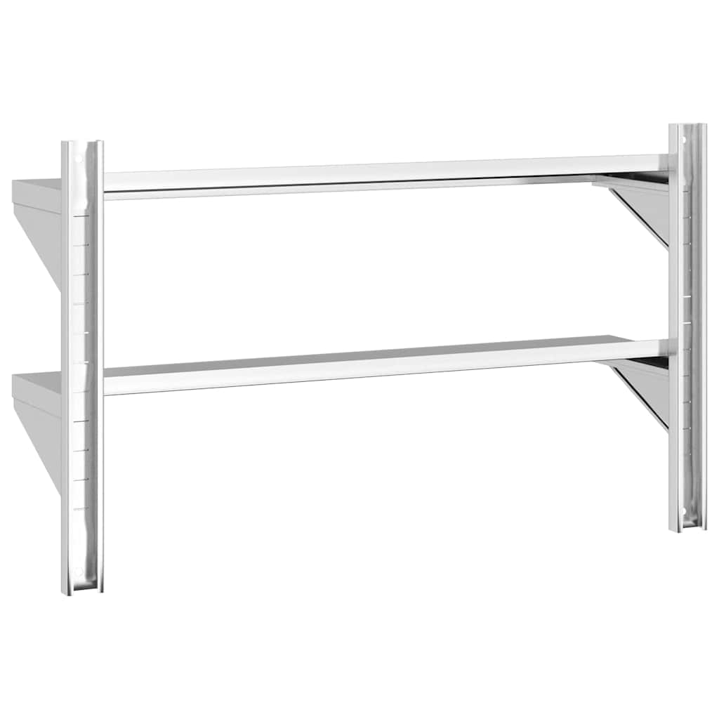 Estante parede 2 prateleiras 100x30x60 cm aço inoxidável prata