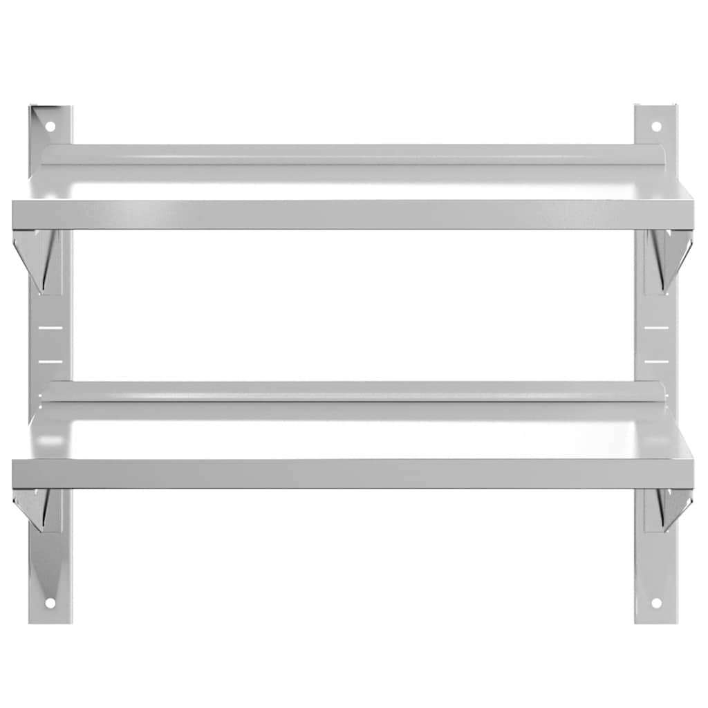 Estante parede 2 prateleiras 100x30x60 cm aço inoxidável prata
