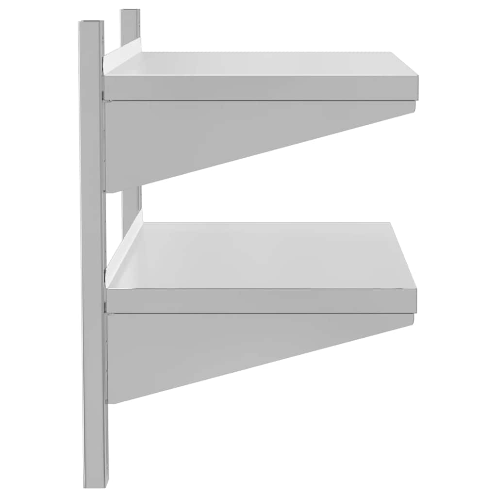 Estante parede 2 prateleiras 100x30x60 cm aço inoxidável prata