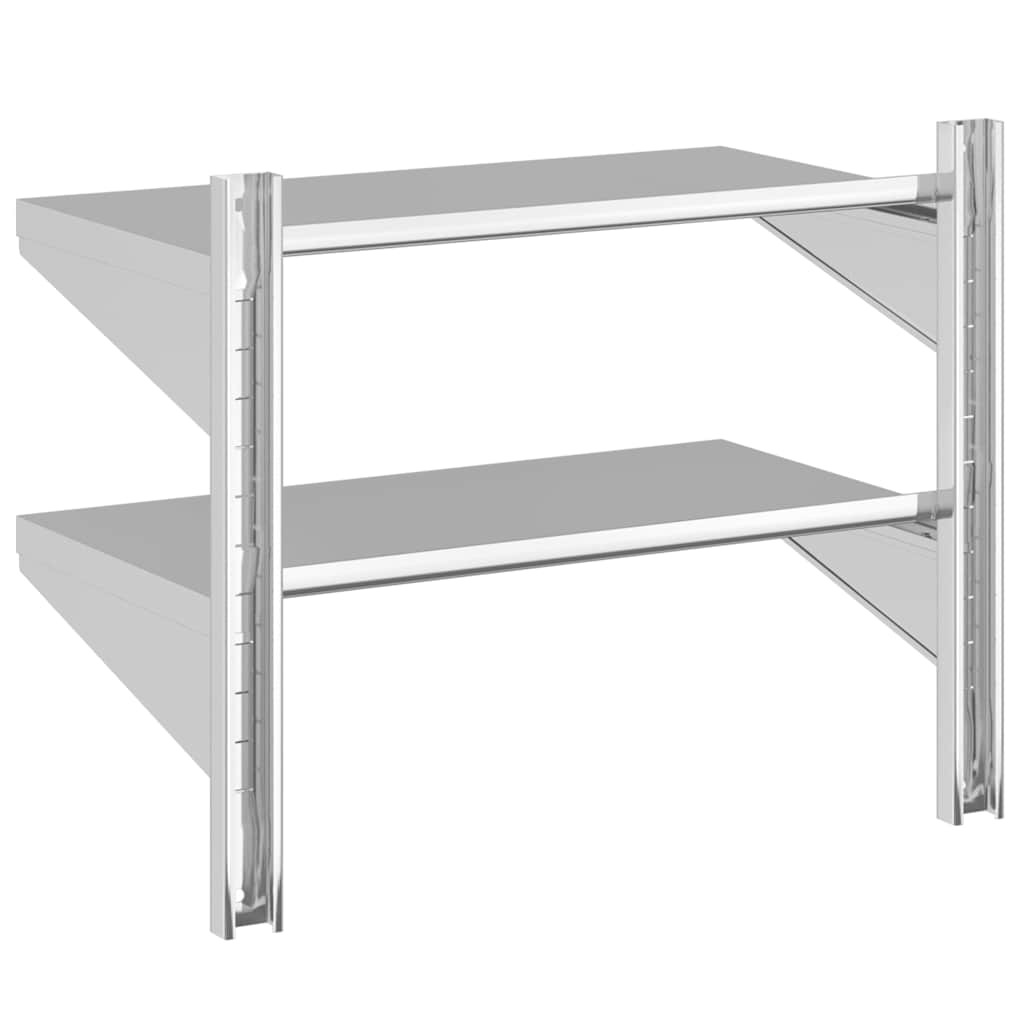 Estante parede 2 prateleiras 100x30x60 cm aço inoxidável prata