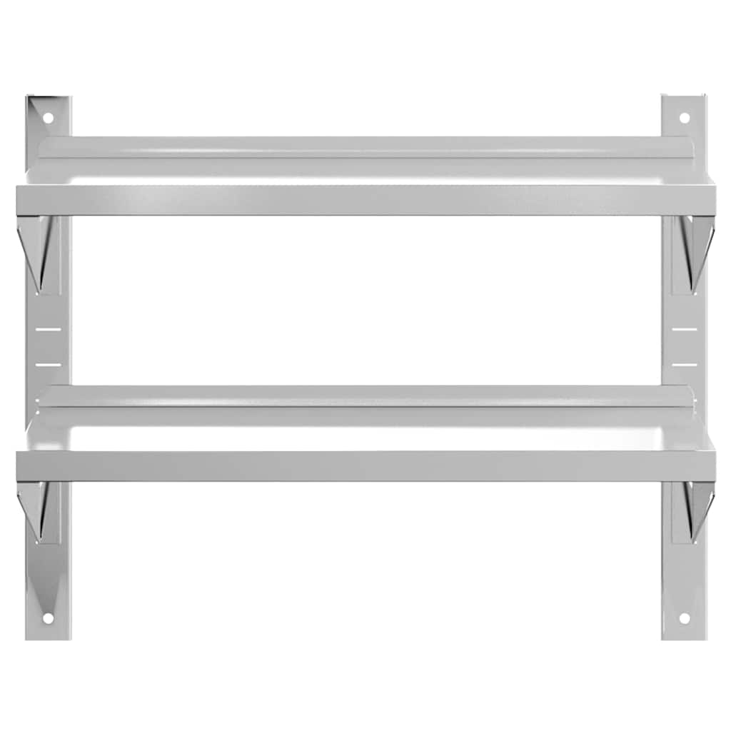 Estante parede 2 prateleiras 100x30x60 cm aço inoxidável prata
