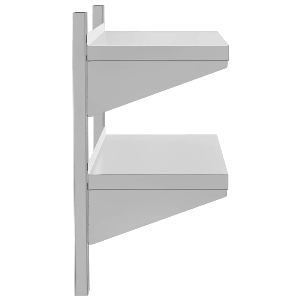 Estante parede 2 prateleiras 100x30x60 cm aço inoxidável prata