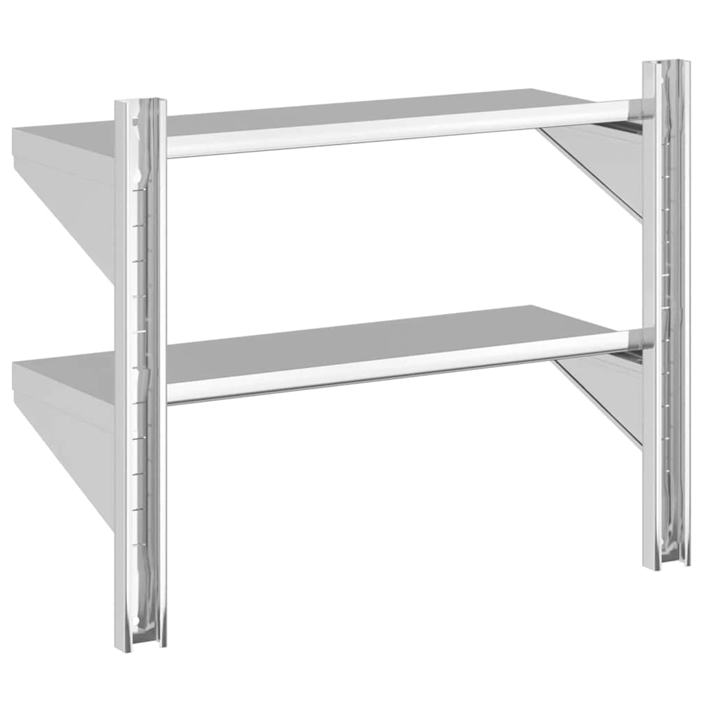 Estante parede 2 prateleiras 100x30x60 cm aço inoxidável prata