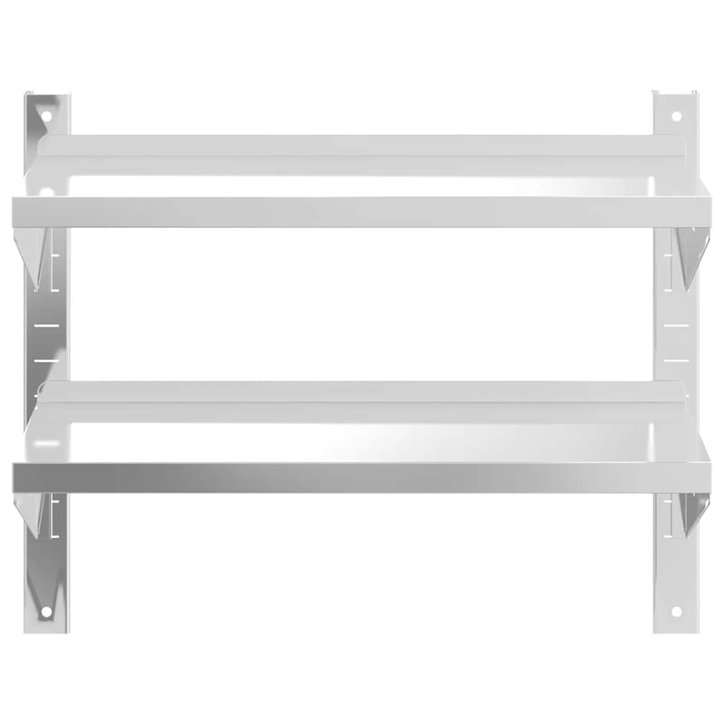 Estante parede 2 prateleiras 100x30x60 cm aço inoxidável prata