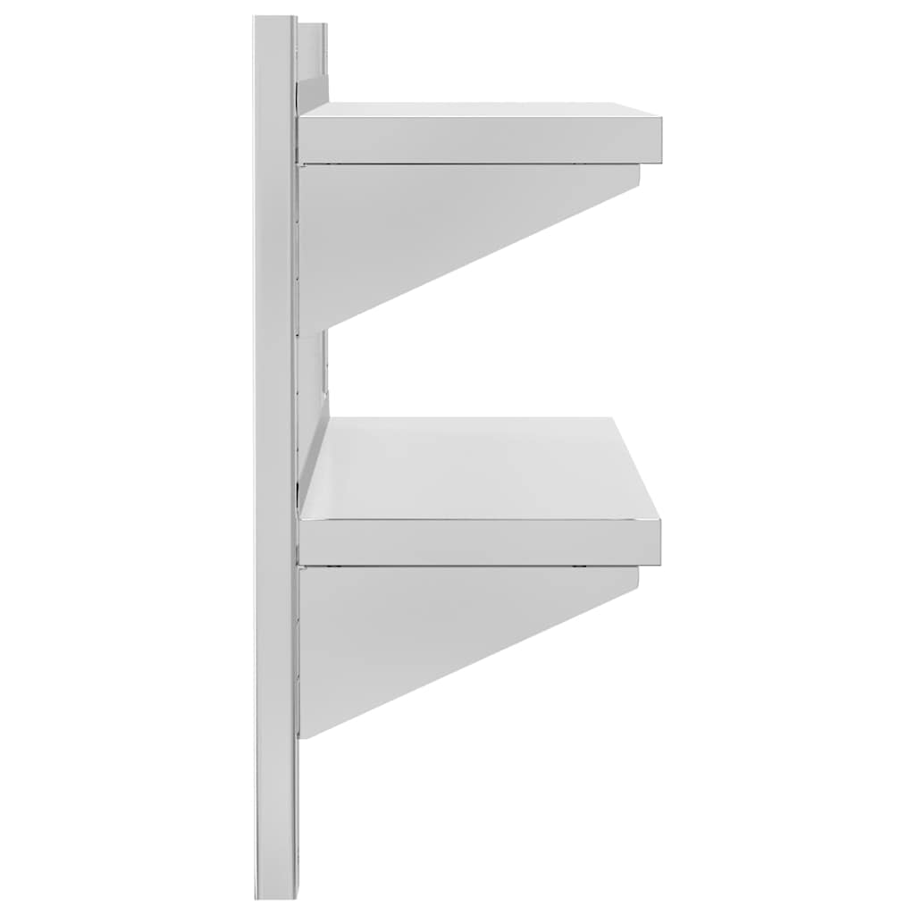 Estante parede 2 prateleiras 100x30x60 cm aço inoxidável prata