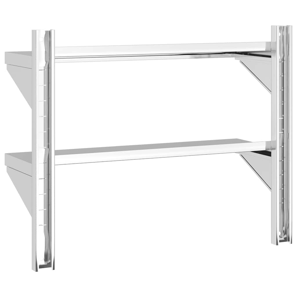 Estante parede 2 prateleiras 100x30x60 cm aço inoxidável prata