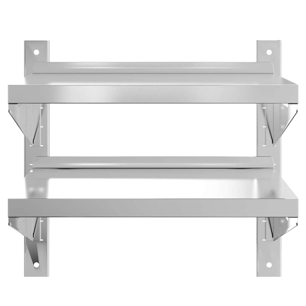 Estante parede 2 prateleiras 100x30x60 cm aço inoxidável prata