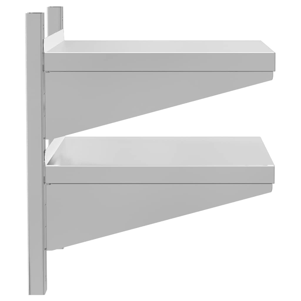 Estante parede 2 prateleiras 100x30x60 cm aço inoxidável prata