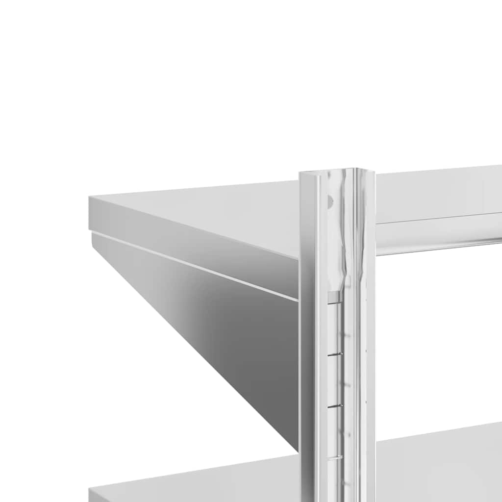 Estante parede 2 prateleiras 100x30x60 cm aço inoxidável prata