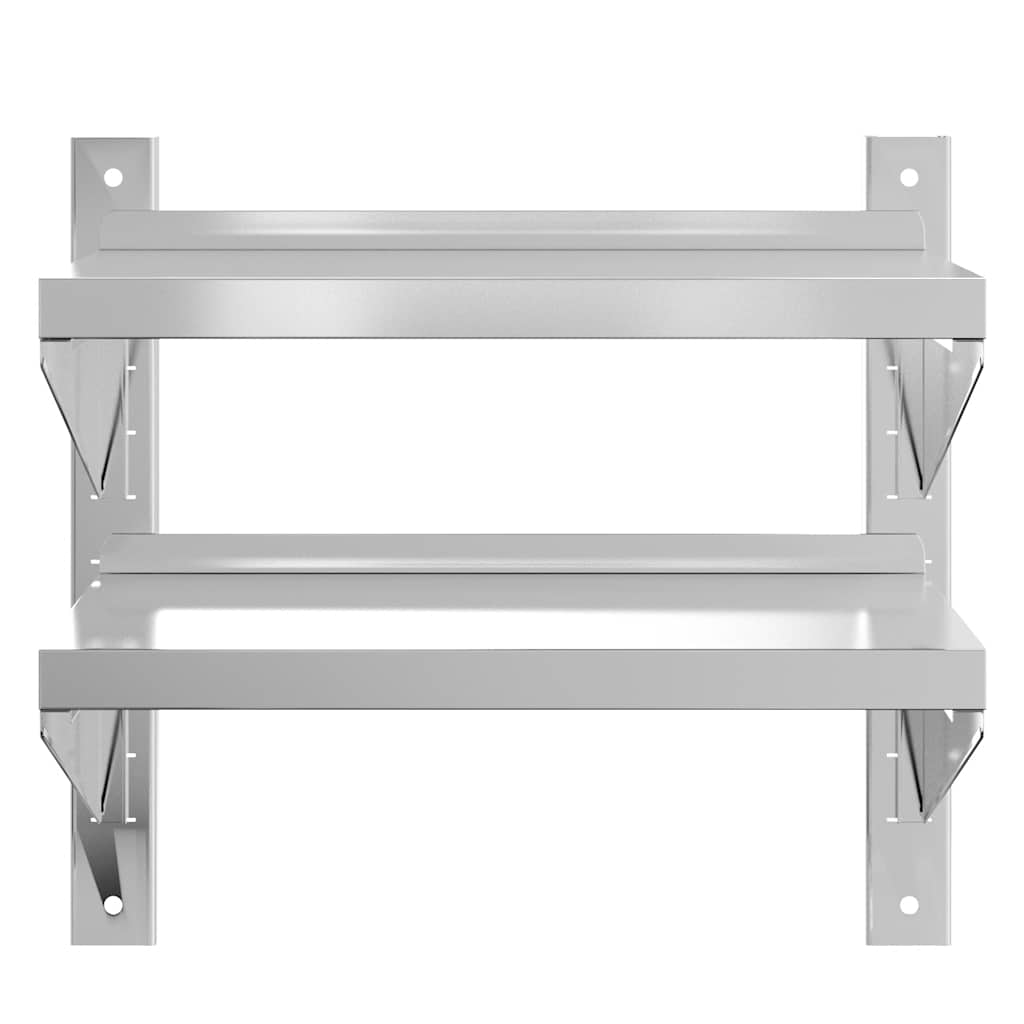 Estante parede 2 prateleiras 100x30x60 cm aço inoxidável prata
