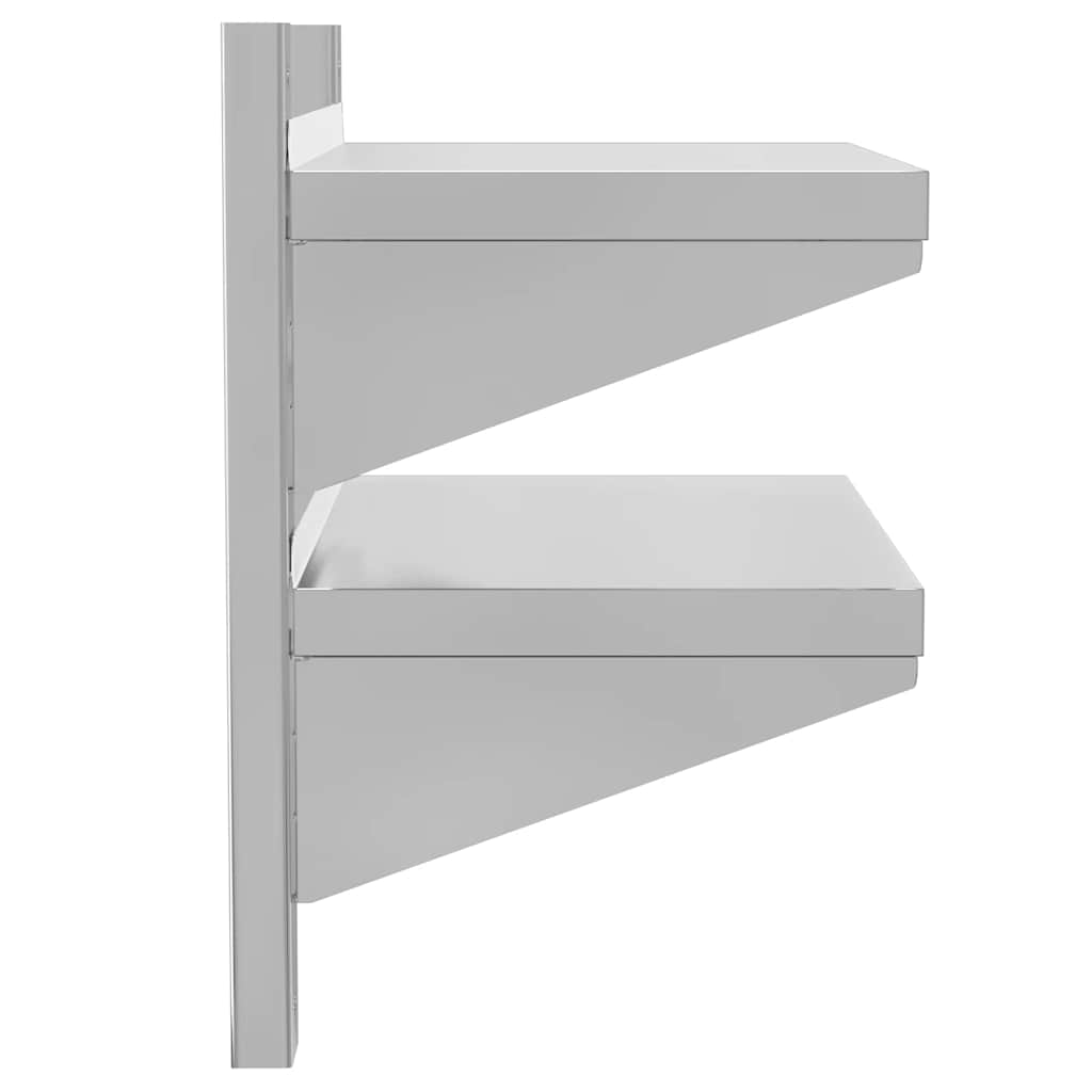 Estante parede 2 prateleiras 100x30x60 cm aço inoxidável prata