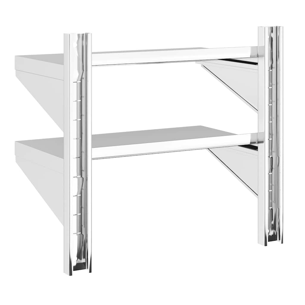 Estante parede 2 prateleiras 100x30x60 cm aço inoxidável prata
