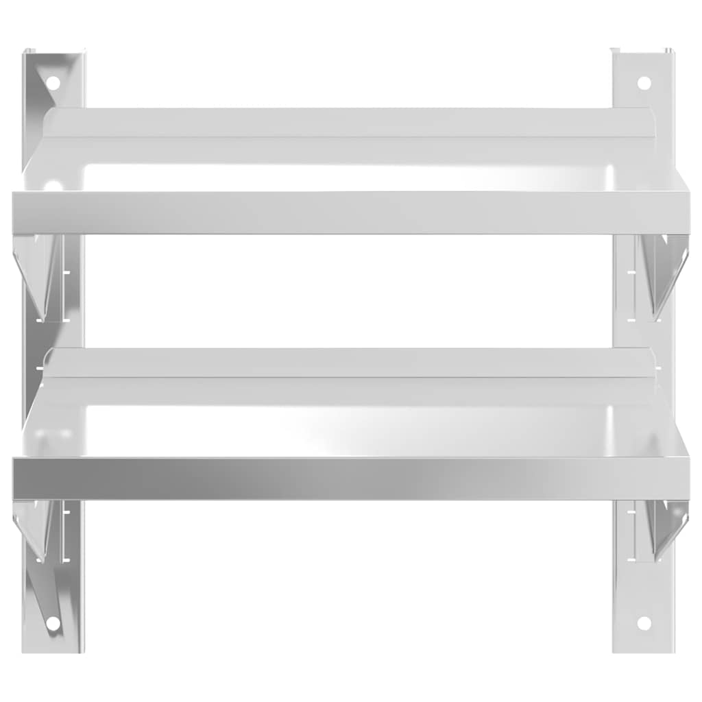Estante parede 2 prateleiras 100x30x60 cm aço inoxidável prata