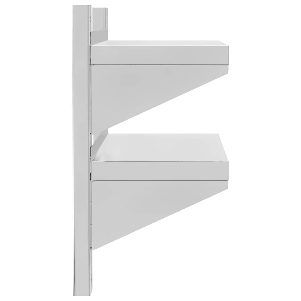 Estante parede 2 prateleiras 100x30x60 cm aço inoxidável prata