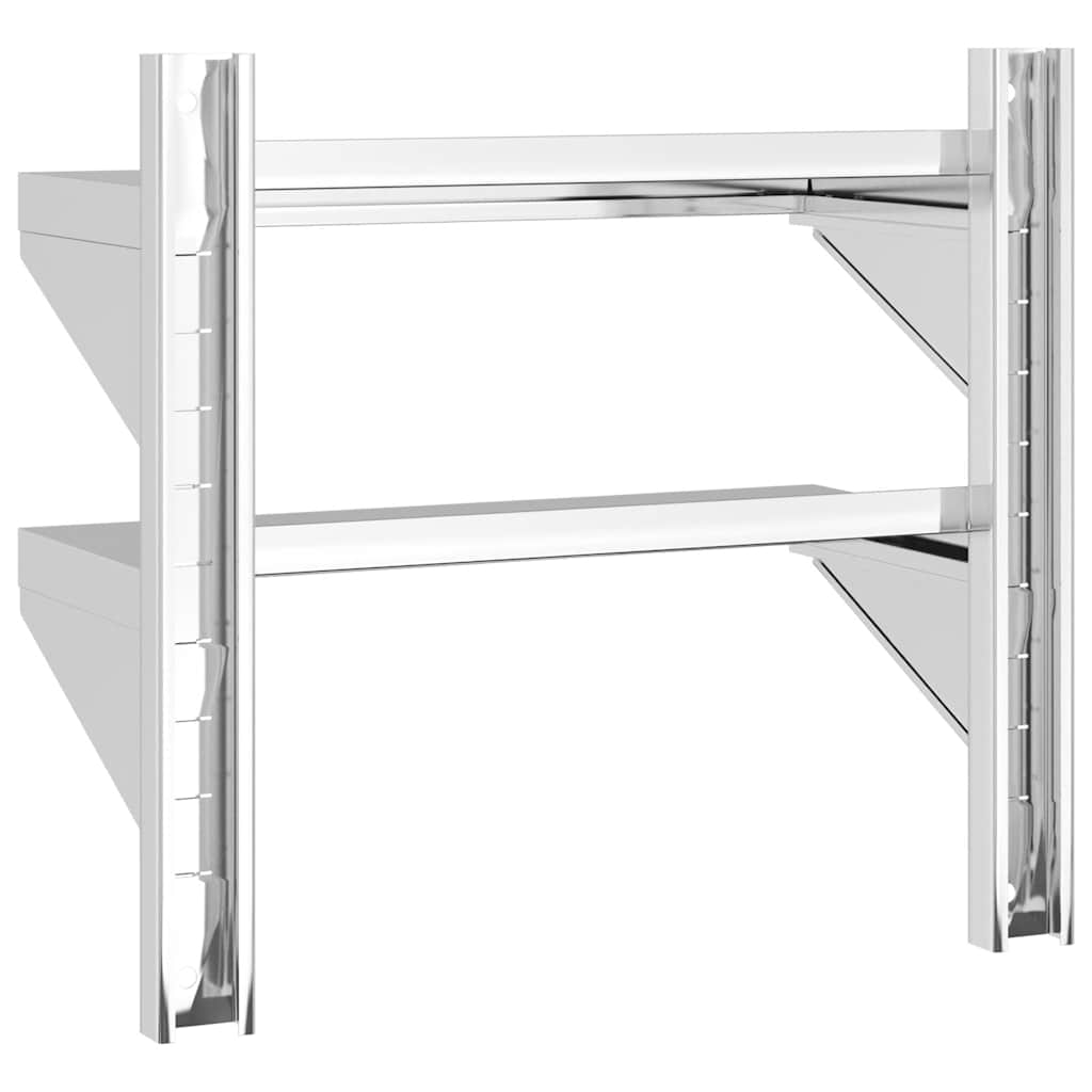 Estante parede 2 prateleiras 100x30x60 cm aço inoxidável prata