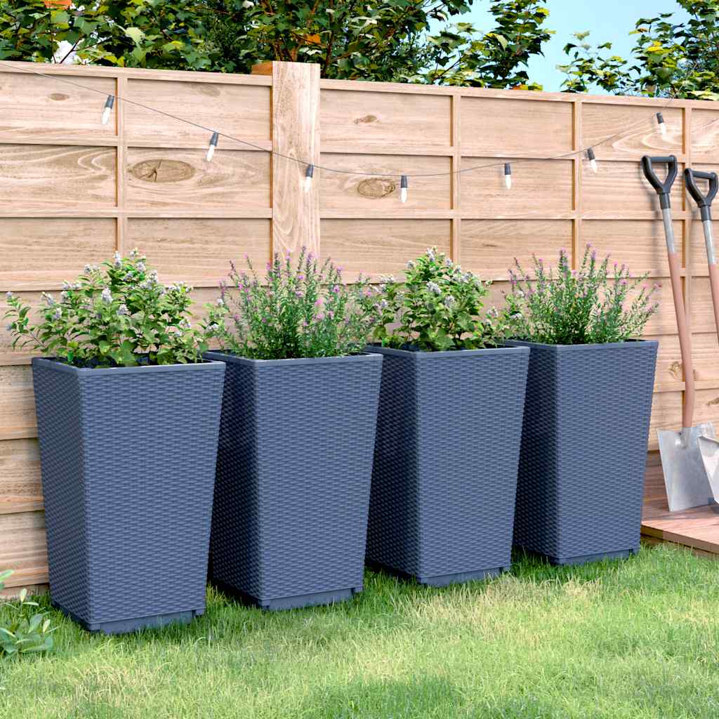Vasos/floreiras 4 pcs 32,5x32,5x57 cm PP cinzento azul