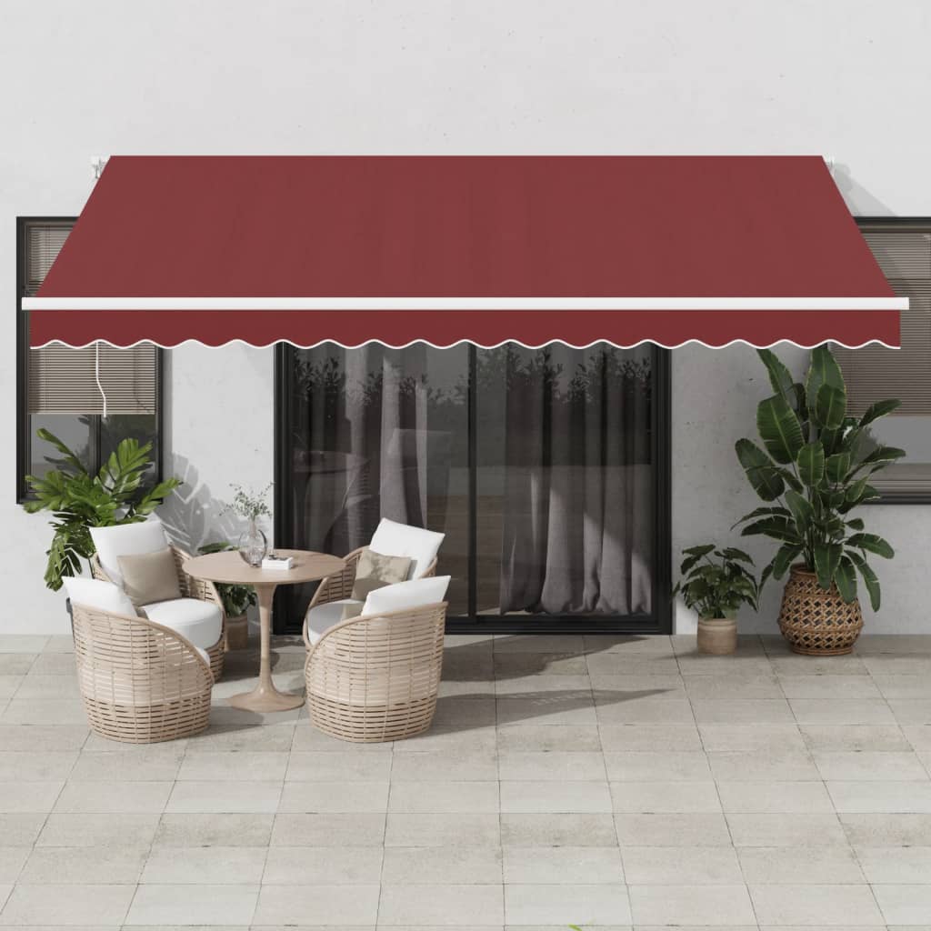 Toldo retrátil automático com luz LED 500x350 cm bordô