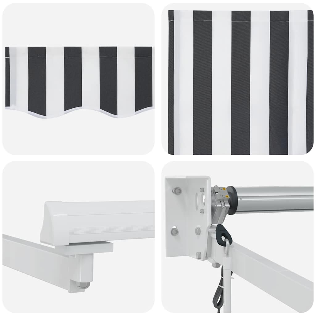 Toldo retrátil 4x3 m tecido e alumínio antracite e branco