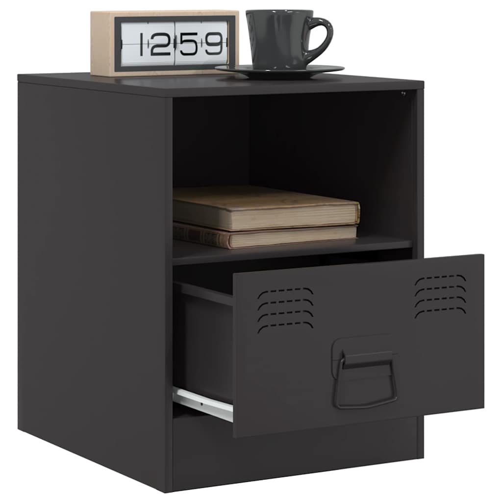 Mesas de cabeceira 2 pcs 34,5x39x44 cm aço preto