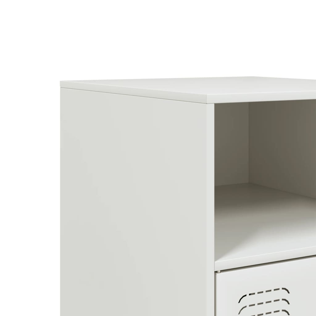 Mesas de cabeceira 2 pcs 34,5x39x62 cm aço branco