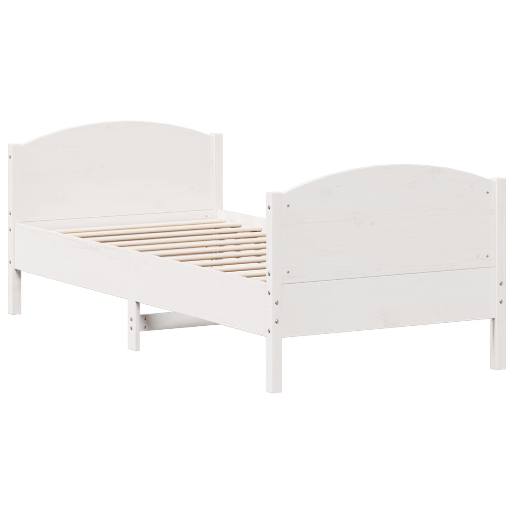 Cama sem colchão 100x200 cm madeira de pinho maciça branco