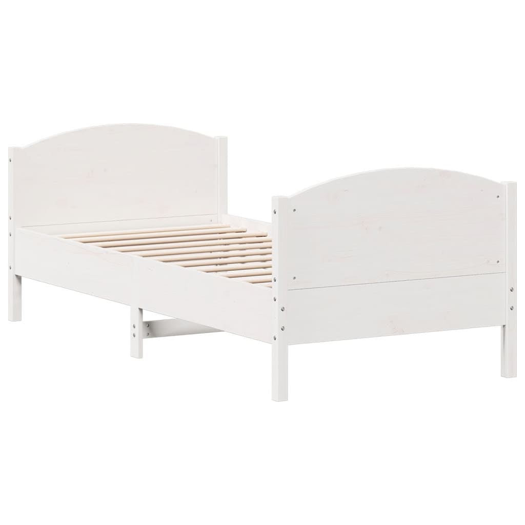 Cama sem colchão 90x190 cm madeira de pinho maciça branco