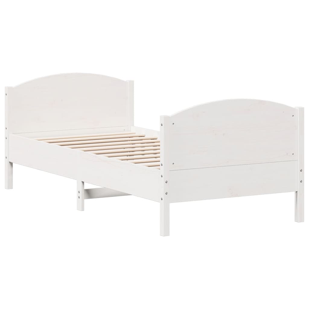 Cama sem colchão 90x190 cm madeira de pinho maciça branco