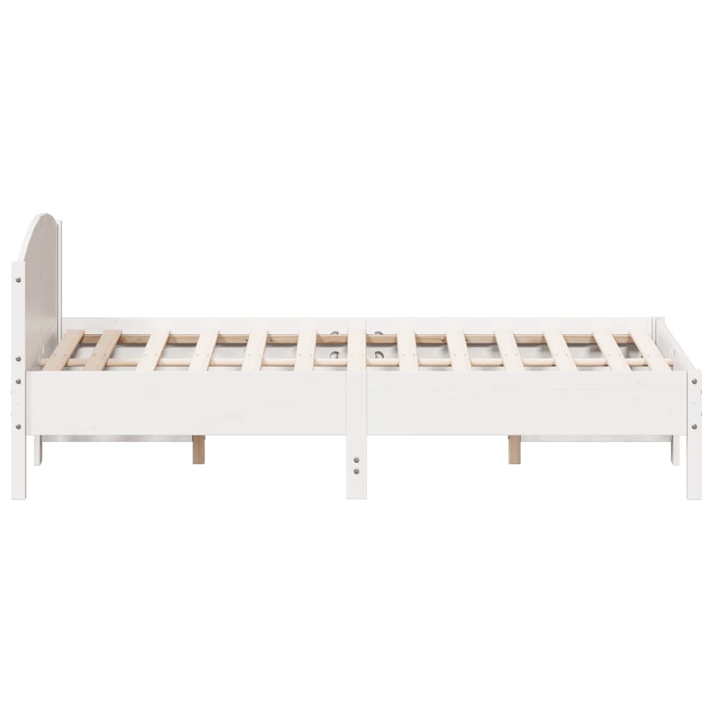 Cama sem colchão 140x190 cm madeira de pinho maciça branco