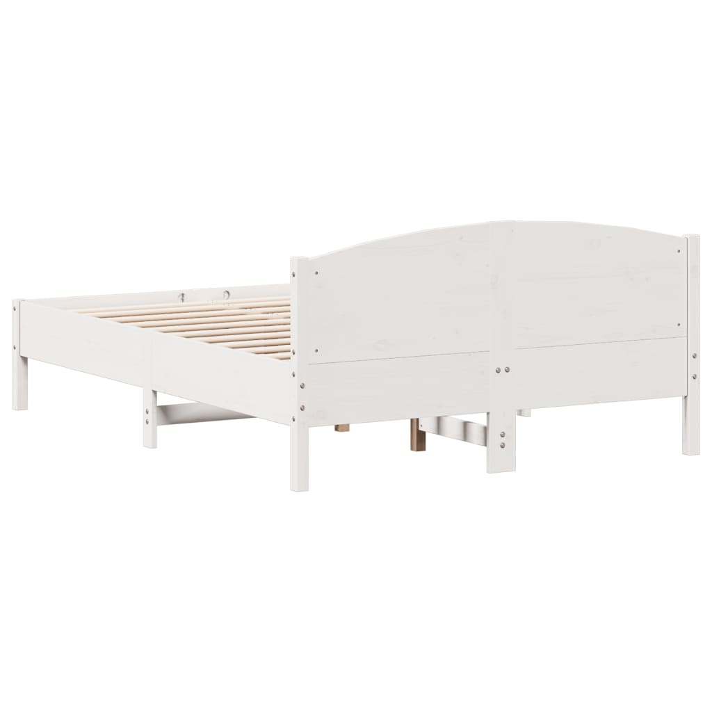 Cama sem colchão 140x190 cm madeira de pinho maciça branco