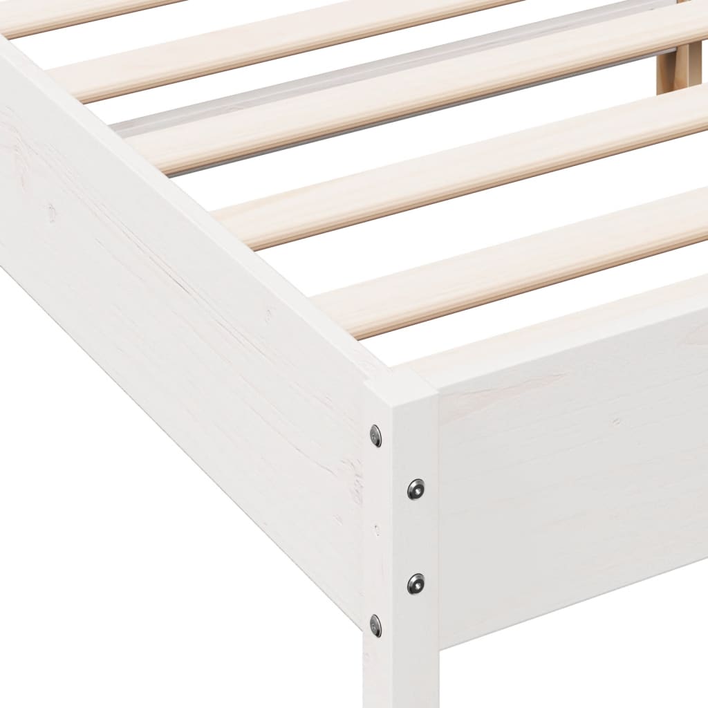 Cama sem colchão 135x190 cm madeira de pinho maciça branco