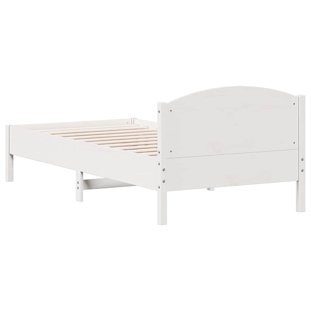 Cama sem colchão 100x200 cm madeira de pinho maciça branco