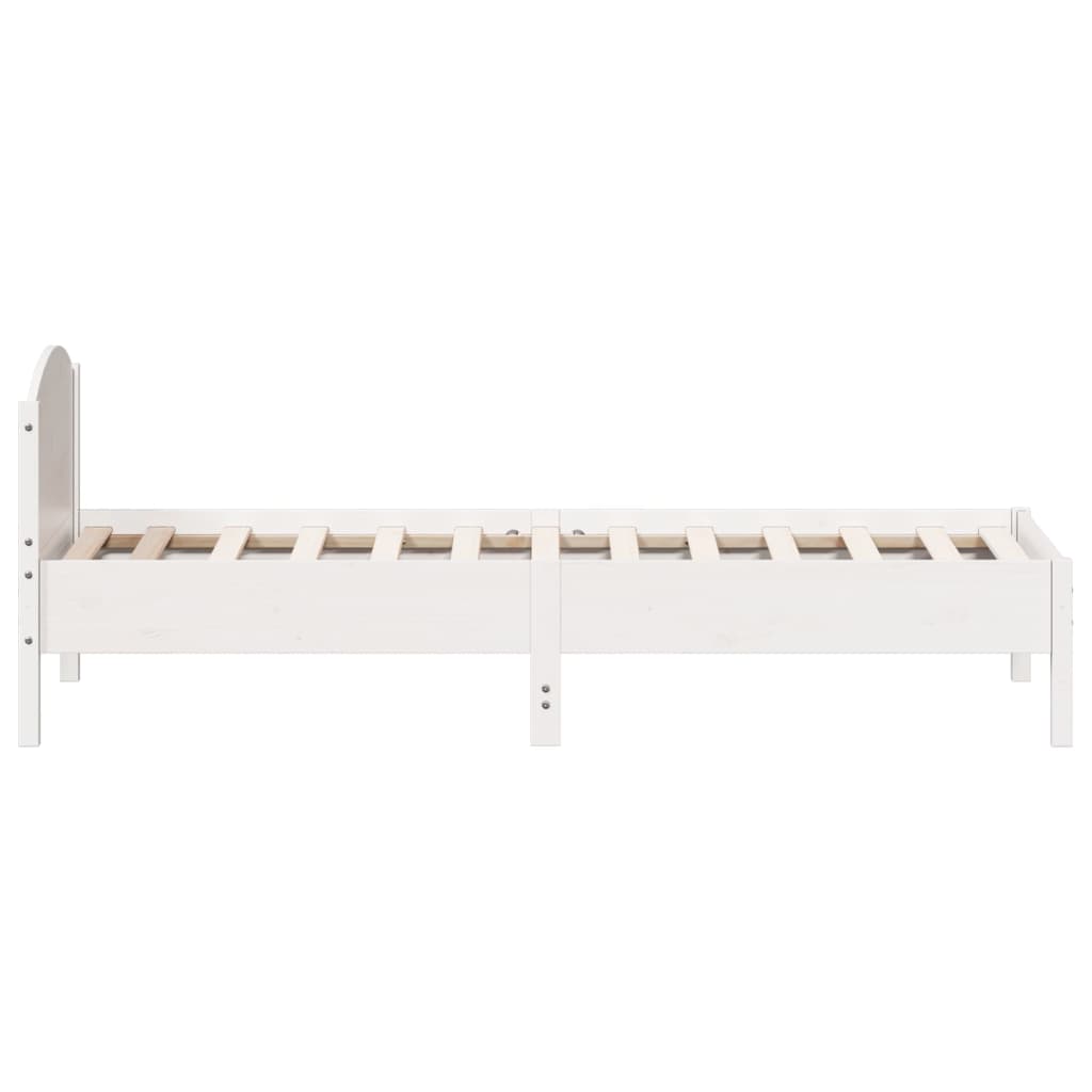 Cama sem colchão 90x200 cm madeira de pinho maciça branco