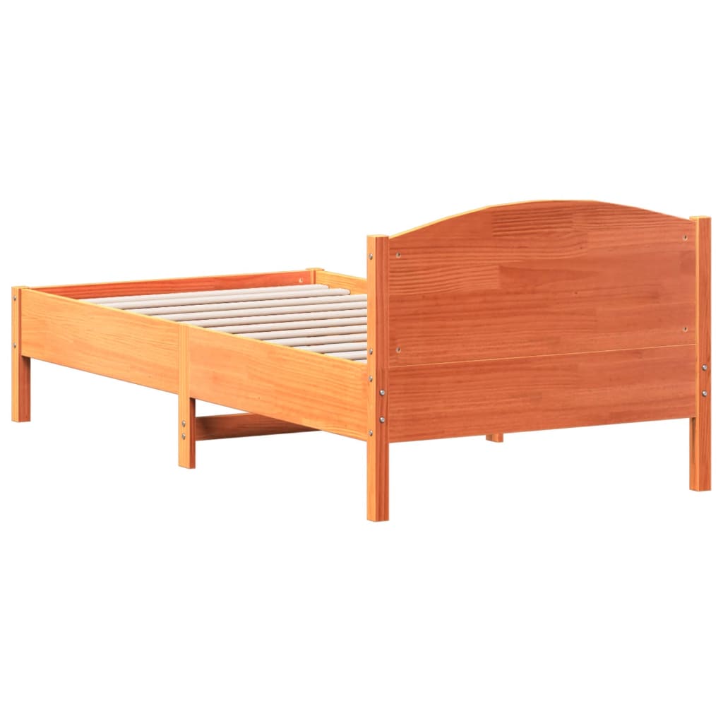 Cama sem colchão 90x190 cm madeira de pinho maciça castanho-mel