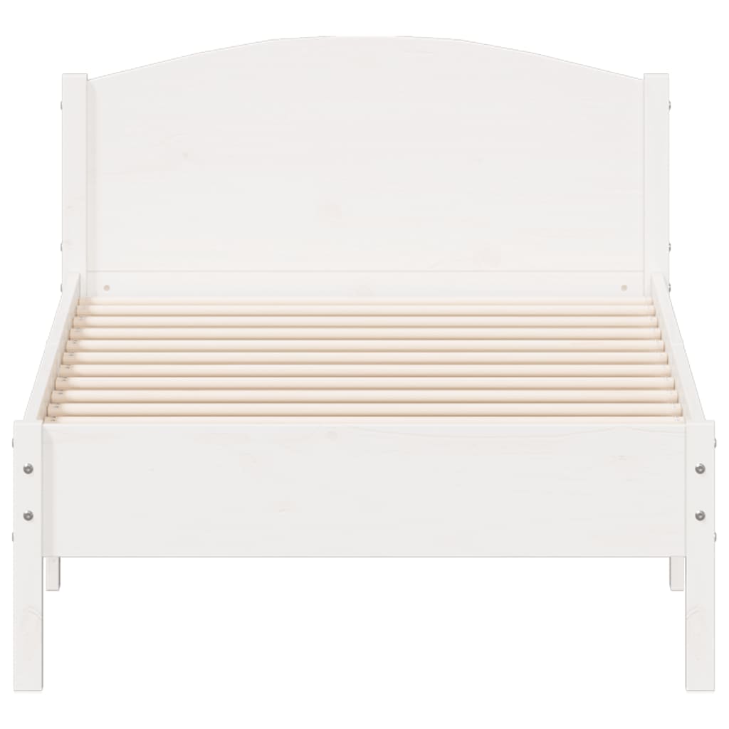 Cama sem colchão 75x190 cm madeira de pinho maciça branco