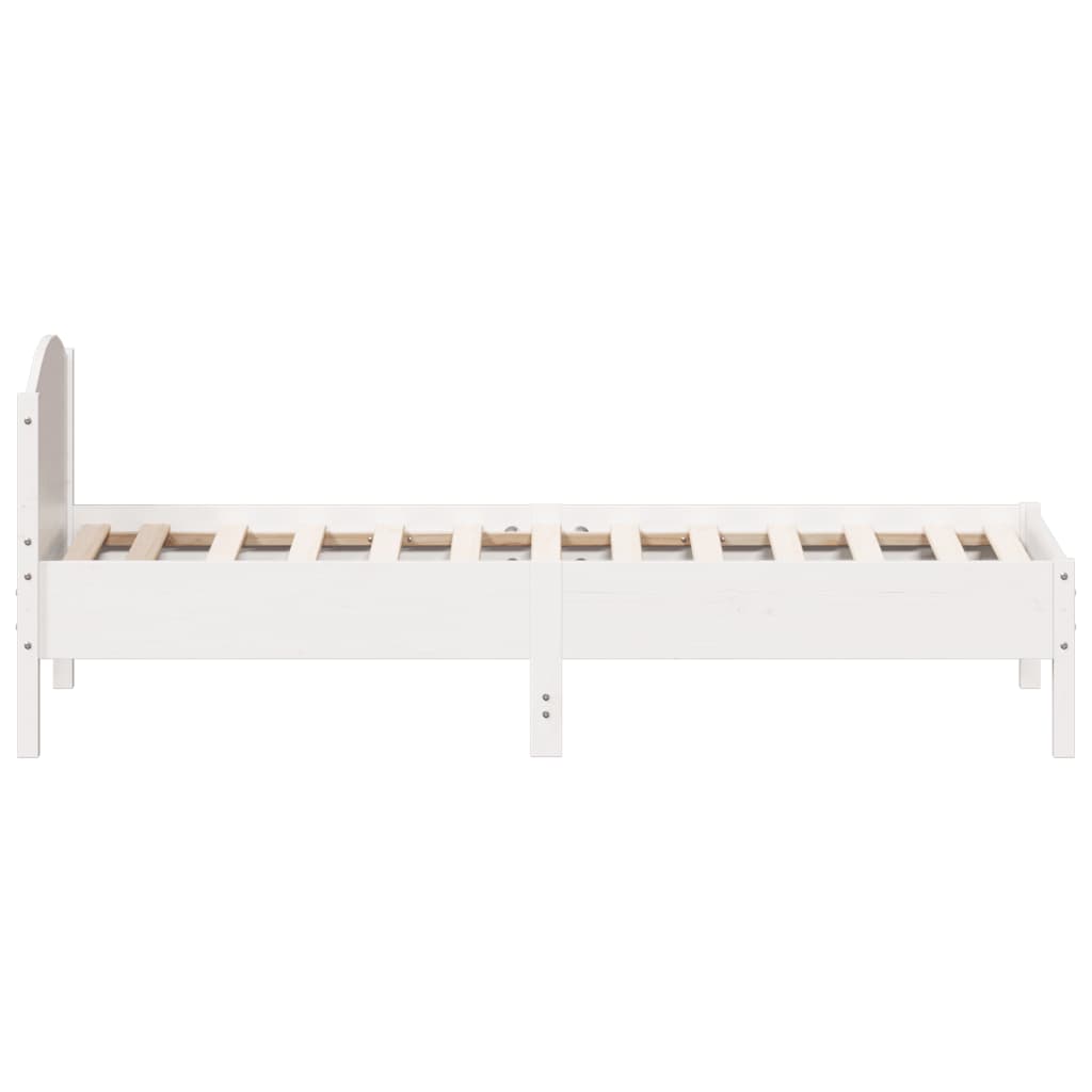 Cama sem colchão 75x190 cm madeira de pinho maciça branco