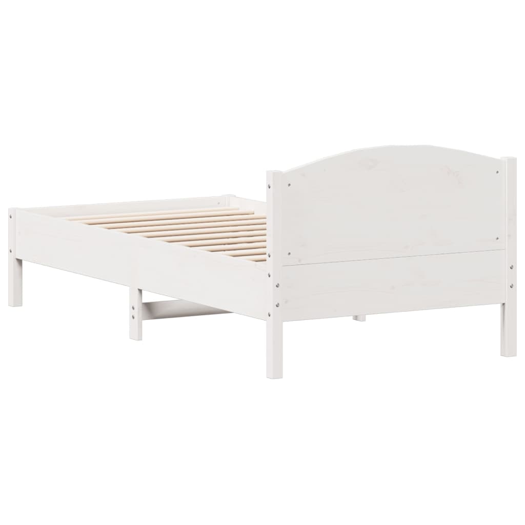Cama sem colchão 75x190 cm madeira de pinho maciça branco