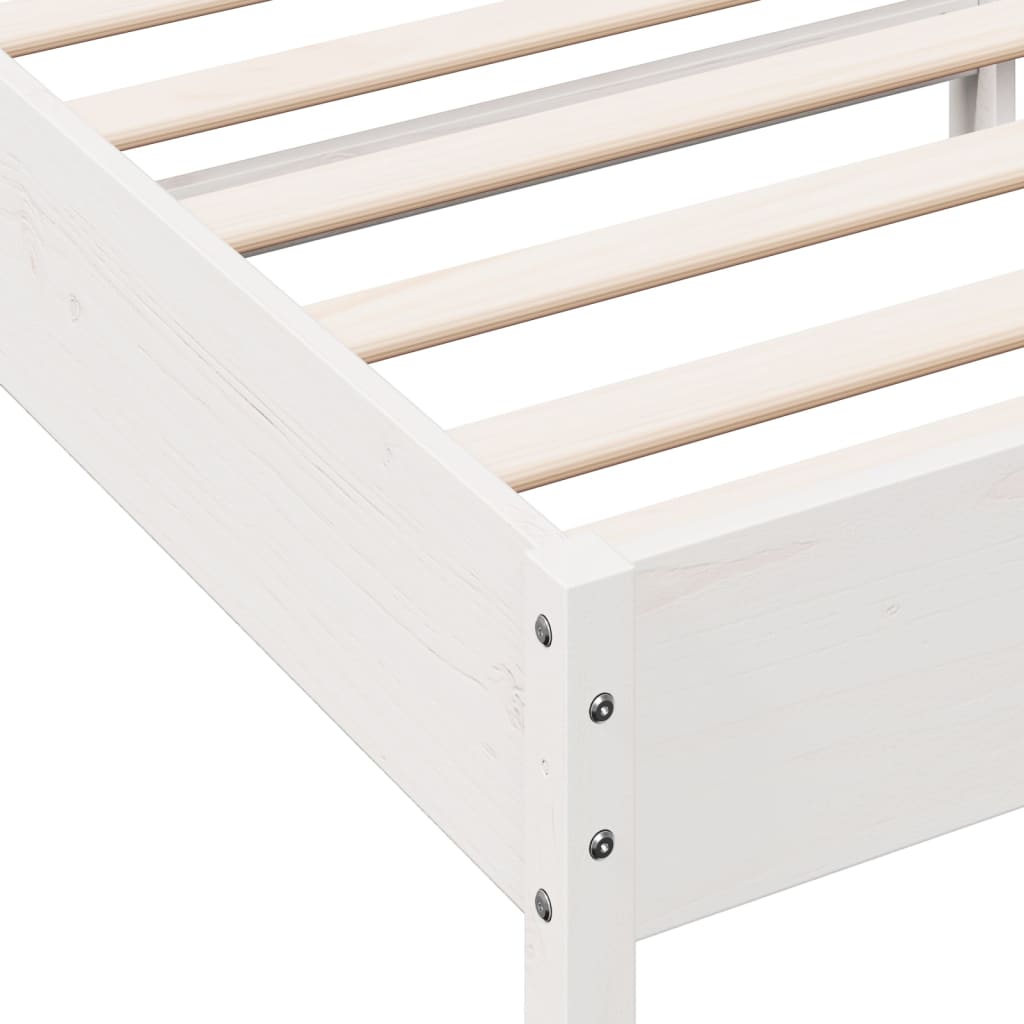 Cama sem colchão 75x190 cm madeira de pinho maciça branco