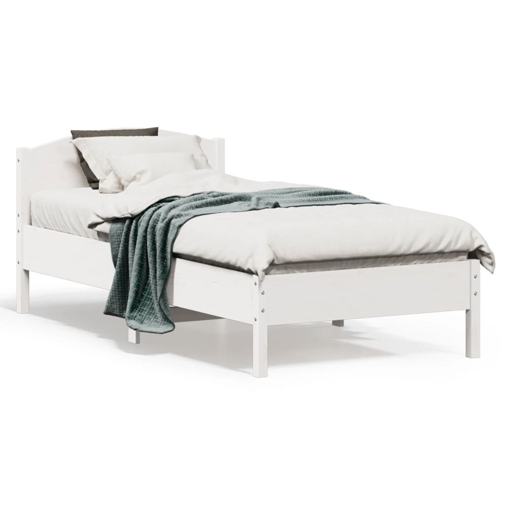 Cama sem colchão 75x190 cm madeira de pinho maciça branco