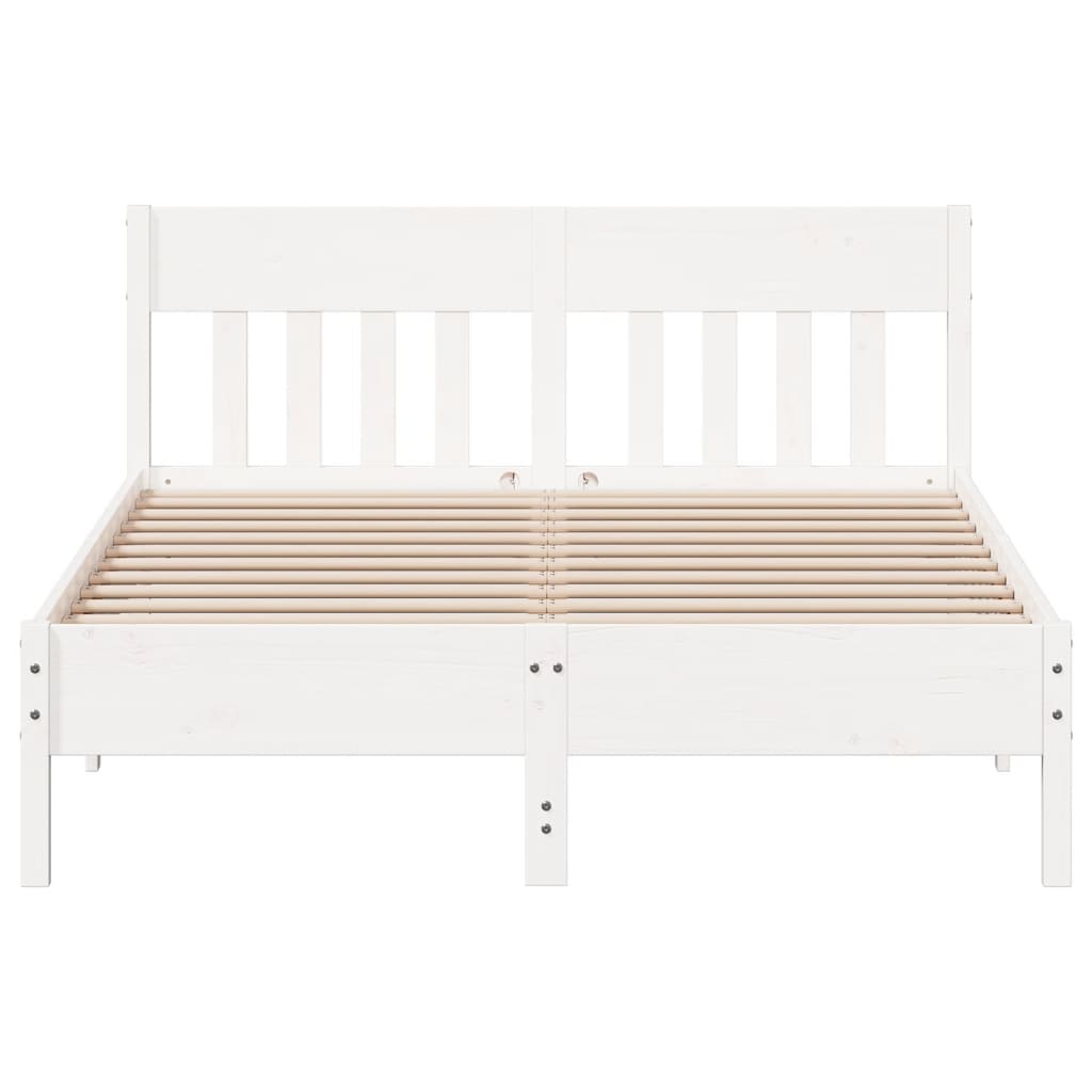 Cama sem colchão 150x200 cm madeira de pinho maciça branco