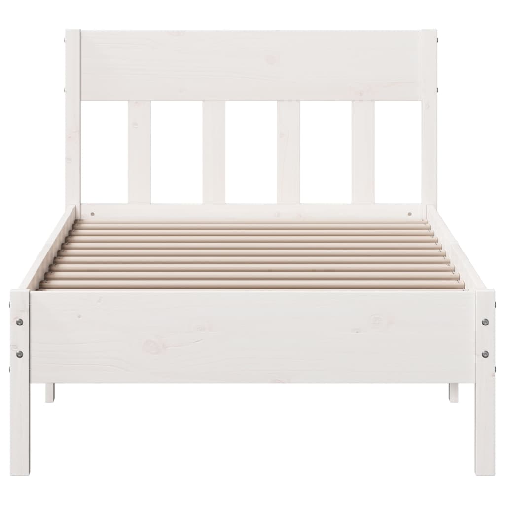 Cama sem colchão 100x200 cm madeira de pinho maciça branco