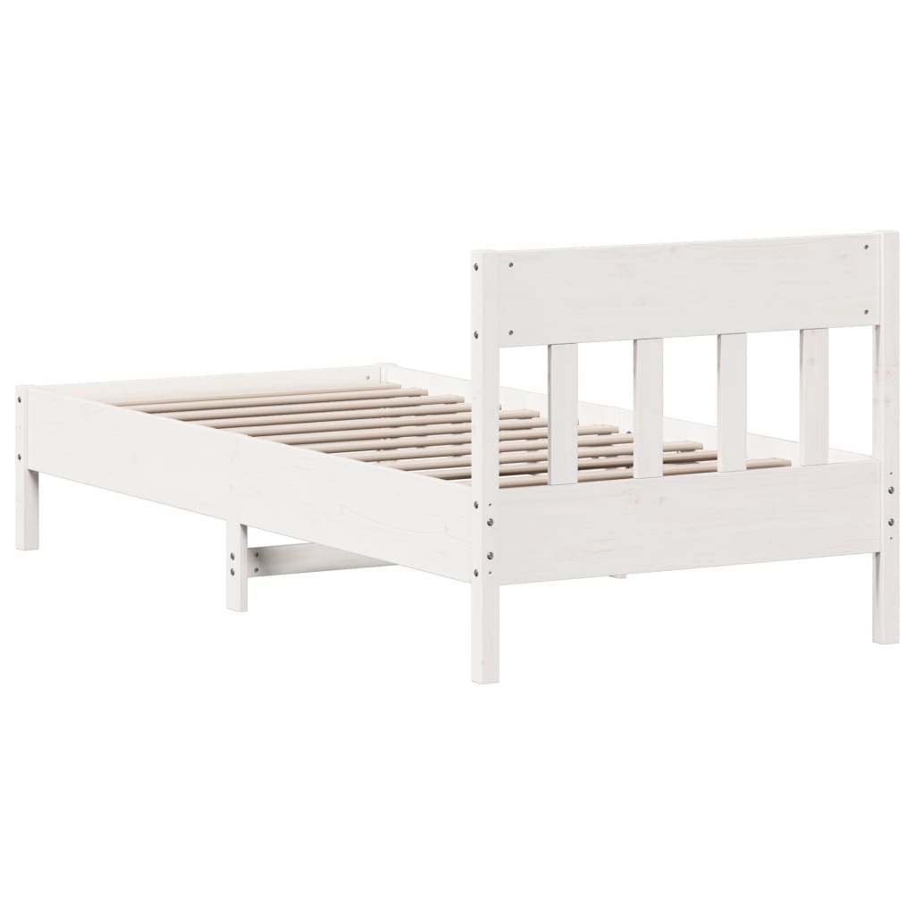 Cama sem colchão 100x200 cm madeira de pinho maciça branco